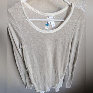 Lace & silk back cream sweater